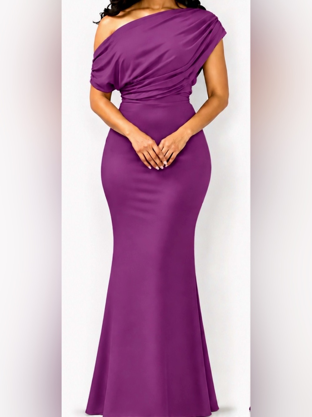 OYS~Elegant Purple One or Off Shoulder Maxi Dress. Size M (New Without Tag)